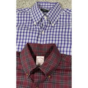 Brooks Brothers Long Sleeve Button Down Plaid Shirts -‎ Lot Of 2 - Mens Med